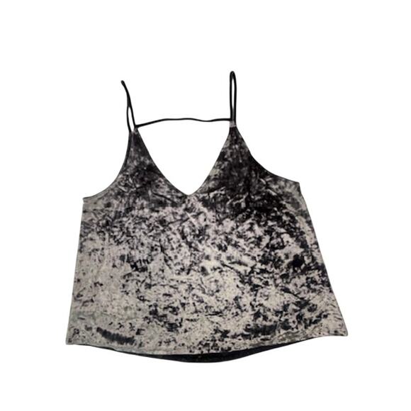 American Eagle Velvet Crushed Cami Tank Top Gray Black L - Picture 2 of 14